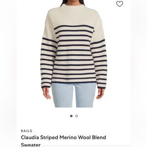 Rails Striped Sweater / L / cream and navy